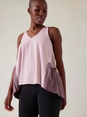Athleta Pleated V-Neck Flow Tank - Dusty Rose